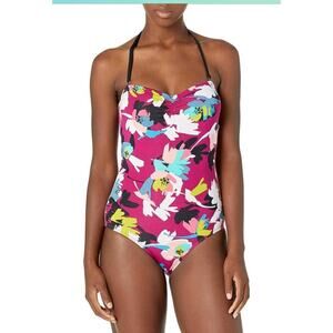 NWT Cole of California Floral Bandeau One Piece Swimsuit Size 6